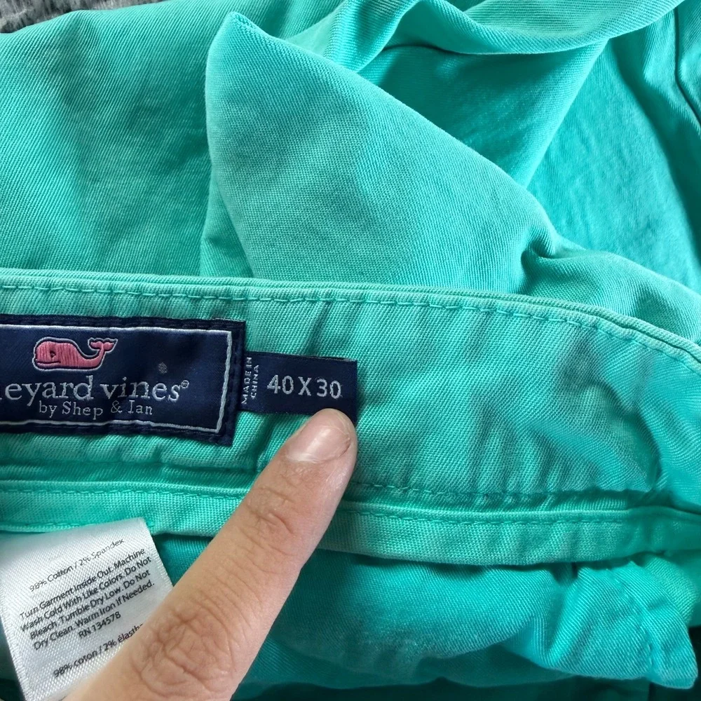 Vineyard Vines Pant Mens 40x30 Green Cotton Chino Straight Slim Preppy Business - Picture 4 of 11